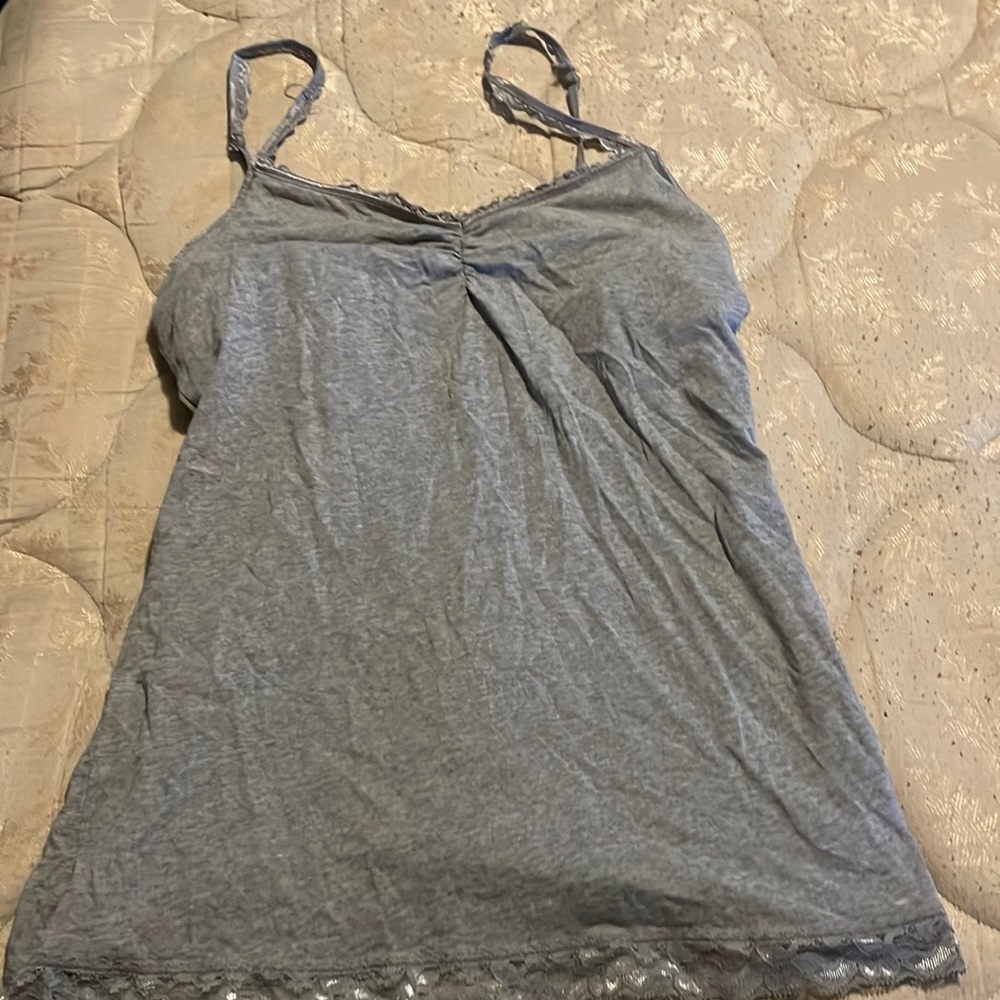 Grey lacy tank